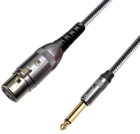 Oluote Microphone Stereo Unbalanced Audio Converter Wire Mic Cord,6.35mm (1/4 Inch) TS Male to XLR Female Cable Microphone Cable for Speaker Mic Guitar Mixer,Stage(10m)