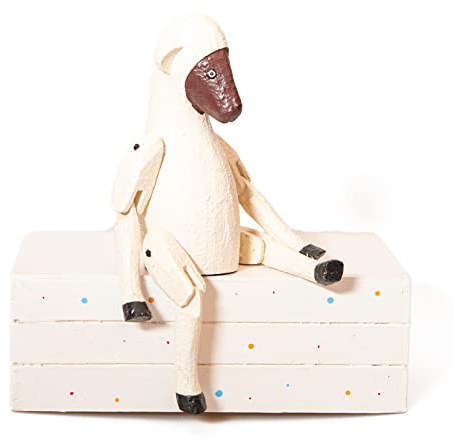 kadoh Kantenhocker Tier (Schaf) 23 cm • Deko-Figur aus Holz für Wohnzimmer • Handgemachte Holztiere