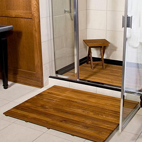 Zhaomi Badezimmer-Duschmatte,Bambus Badematte,Badematte aus Teakholz,Badematte aus Holz,Saunamatte für Den Innen,Lattenrost-Design,für Den Innen- Und Außenbereich (30x30cm/11.8x11.8in)