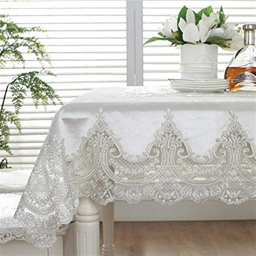 Tischdecken, handgefertigt, einfach, Europa, Luxus, bestickter Tisch, Esszimmer, Spitze, Dicker Goldsamt, Retro-Home-Stoff, Stuhlhusse (Beige 110 x 160 cm)