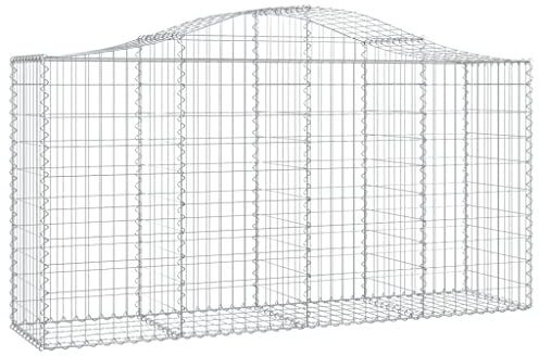 vidaXL Paniers à gabions arqués 9 pcs 200x50x100/120 cm fer galvanisé, gabion, cage de gabion, panier de mur de gabion, mur de gabion