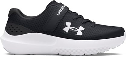Under Armour UA BPS Surge 4 AC Chaussures de sport pour garçons, baskets légères et confortables, noir/gris anthracite/blanc , 33 EU