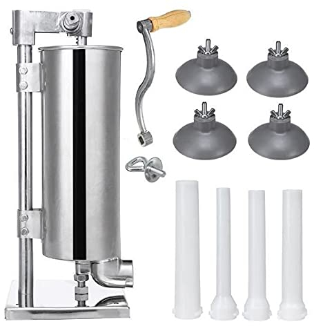 Poussoir à Saucisses Viande 4L Machine à Saucisse Remplissage de Saucisse en Acier Inoxydable avec 4 x Tubes, Idéal pour Maison ou Restaurant