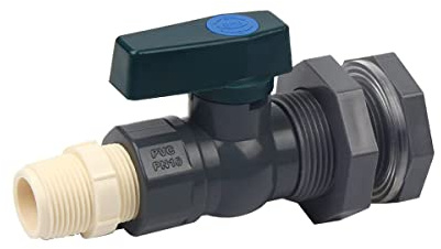 Wasserhahn Regentonne 1, Auslaufhahn Regentonne, PVC Regentonnen Ventilemit mit Schottverschraubung und Schlauchadapter, für Regentonne, Wasserhahn für Regenwassertonne Kunststoff Ersatz