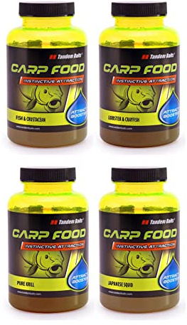 Tandem Baits Set med 4 karp mat Attract Booster Flavour Mix Fish Master | Karpfiske utan ansträngning | bete för stort fiske | karptillbehör för proffs och hobbyfiskare 300 ml