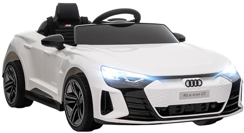 HOMCOM Elbil för barn, barnbil med fjärrkontroll, Audi RS e-tron GT barnfordon med säkerhetsbälte, tuta och musik och strålkastare, upp till 5 km/h, för barn 3–5 år, vit