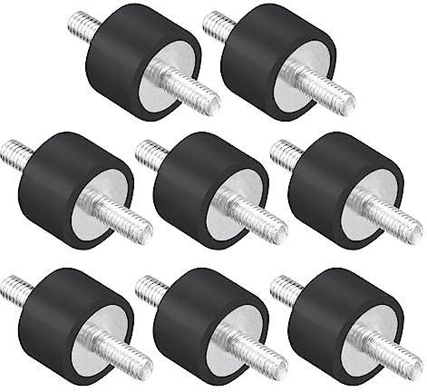 QUARKZMAN D15 x H10 Gummifüße x 8Stk Gummi Nieten Stoßdämpfer Anti-Vibrationsdämpfer Montage für Stromerzeuger Kompressor Motoren [Schwarz Silber Ton]