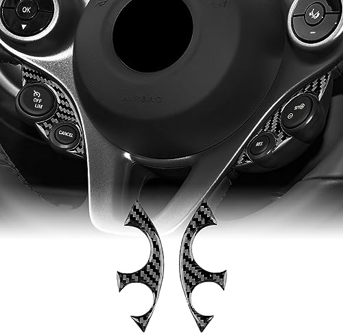 KUNGKIC Copertura del Volante in Fibra di Carbonio per Auto con Pulsantiera a Crociera, Rivestimento per Volante, Tasti del Volante, Adesivi per Interni, Compatibile con Mercedes Benz Smart 453 Fortwo