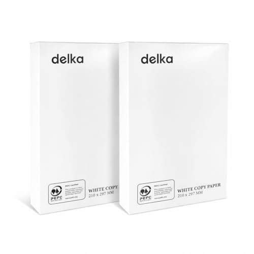 delka Multi-Purpose A4 Printer Paper, 75gsm A4 Paper, 2 Ream, 1000 Sheets, White