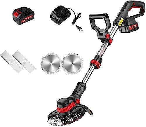 TIST Tagliaerba, tagliaerba Manuale da Giardino Elettrico con Batteria da 20 V/4,0 Ah, Lama a 2 Stili, Impugnatura Retrattile for Tosaerba Portatile