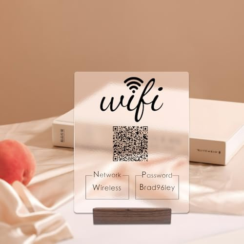 Pahdecor Personalisiertes WLAN-QR-Schild, mattiertes Material, Tisch, WLAN, QR-Code, Gästezimmer, Tischdekoration, Acryl, WLAN-Passwort, Plakette, Kaffee, Bar, Restaurant, Büro, Geschäft