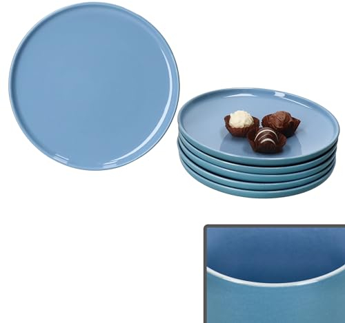 Ritzenhoff & Breker Jasper 6er Set Kuchenteller Ozeanblau I Steingut-Frühstücksteller für 6 Personen I kleine Teller für Salat, Dessert & Co. zum Frühstück, Mittag, Kaffee & Abendbrot