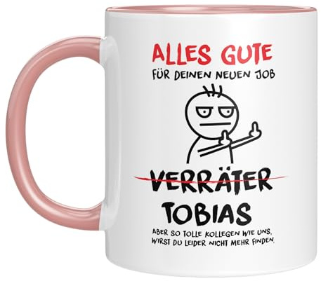 LIEBTASTISCH - personalisierte Kaffeetasse mit Namen - Abschiedsgeschenk - Alles Gute - Verräter - Tasse mit Spruch - lustige Geschenkidee - Kollege/Kollegin - Rosa