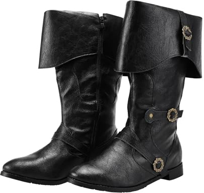 Medieval Male and Female Renaissance Pull On Boots Mid Calf Gothic Boots Halloween Cosplay Cuff Shoes