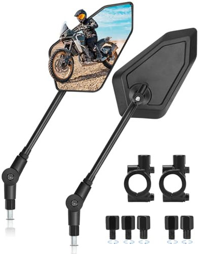 SUPAREE Specchietti Moto Manubrio Pieghevoli Specchietti Moto Omologati specchietti Adventure 360 Gradi con Bulloni Filettati M8/M10 per Scooter Cruiser ATV 2 Pezzi
