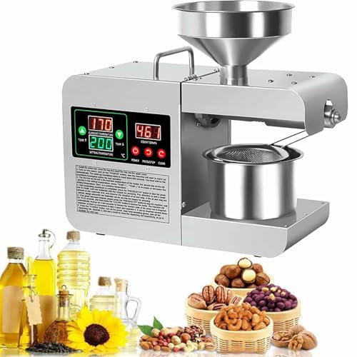 820w Home Automatic Oil Press Machine, Pressa per olio di semi commerciale, 110v/220v Commerciale Noci Semi Olio Pressa Estrattore Olio Controllo Temperatura Digitale, Espulsore Olio Freddo/Caldo, 2