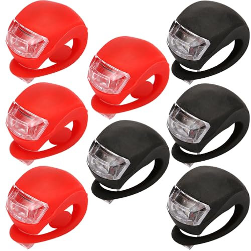 Kinderwagenlicht Silikon, 8 Stück Kinder Scooter Licht, Mehrzweck Wasserdichtes LED Warnlicht Roller Licht, Kinderwagen Licht mit Heller LED & 3 Leuchtfunktionen für Kinderwagen Outdoor Läufer