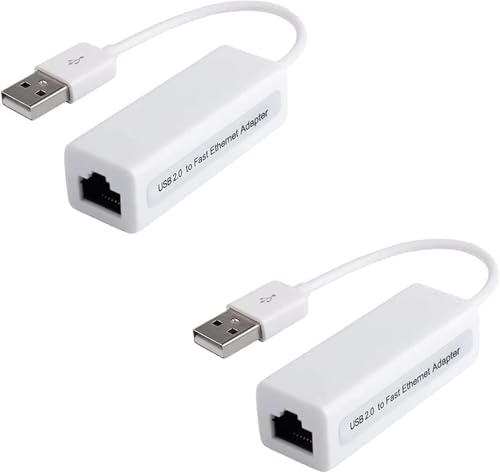 Jembe - Adaptateur Réseau Ethernet Gigabit 100Mbit LAN USB 2.0 USB A vers RJ45 PC Notebook Ultrabook Tablette Windows Mac -Lot de x2, Blanc