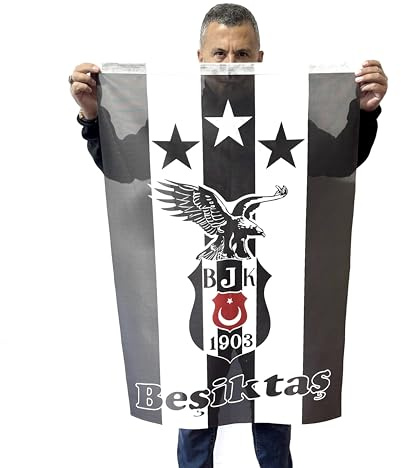 Besiktas BJK Flagge 70 x 105 cm - für Fahnenmast, Türkeifahne aus reißfestem Fahnen-Polyester-Stoff, Hissfahne Quer wetterfest und UV-beständig Türkei