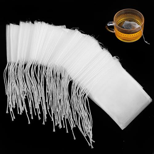 200Pcs Nylon Drawstring Empty Tea Bags for Loose Tea-Disposable Tea Bags Empty for Cooking(2.76 x 2.17 Inch, Transparent)