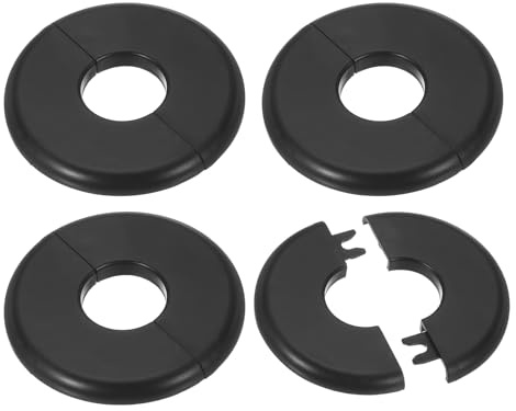 PATIKIL Rohrabdeckung Wand Split Flansch Rohrmanschette 1,1/28mm, 4 Stück ABS Runde Selbstklebende Rosetten Wasserhahn Armaturen-Abdeckungen für Wasserrohr Wasserhahn Dekoration, Schwarz