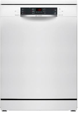 Bosch - Lavavajillas de Libre Instalación, 60 cm de ancho, 13 Servicios, Silencioso, Programa Rápido, Tercera Bandeja para Cubiertos, Blanco, SMS46KW02E