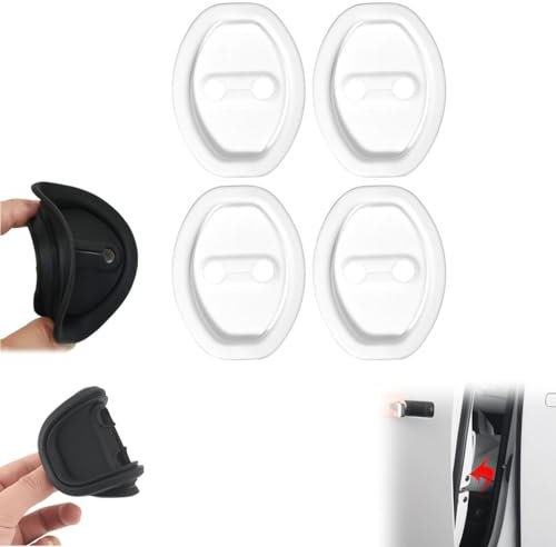 Bling-furnitureshop 4pcs Silicone Car Door Lock Protector Covers and Sound Dampening Pads,4pcs Car Door Lock Protective Cover,Car Silicone Door Latch Protective Cover (4, White)
