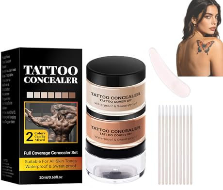 Eazerom Korrigerare för att täcka tatueringar, scar tatueringskorrigerare, makeup kropp begär ärr fläckar krämskydd, vattentät benmakeup, för ärr av benarmar