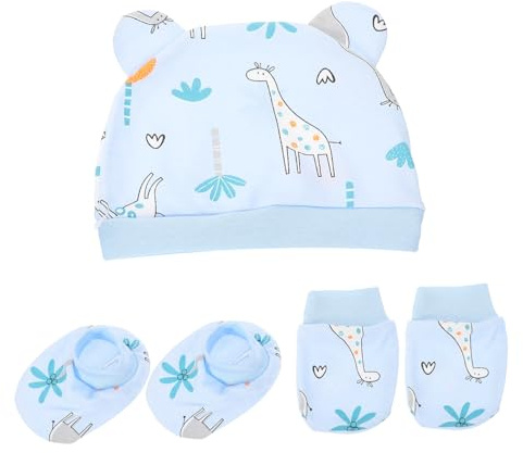 Toyvian Mitones y Calcetines Diseño Elástico y Cálido Set de Gorro de Algodón Adecuado para Proteger y Abrigar para Bebés Recién Nacidos Recién Nacidos