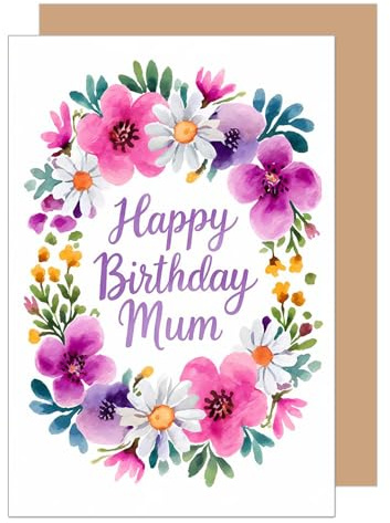 Edition Seidel Premium Geburtstagskarte mit Umschlag. Glückwunschkarte Grußkarte Karte Geburtstag Happy Birthday Mutter Mama Frau Blumenkranz Blumen (G3759 SW025)