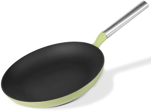KOKHUB Padella in ghisa da 28 cm, padella antiaderente smaltata in titanio, padella da cucina senza PFOA/PFA, lavabile in lavastoviglie e adatta al forno, compatibile con tutti i piani cottura, verde
