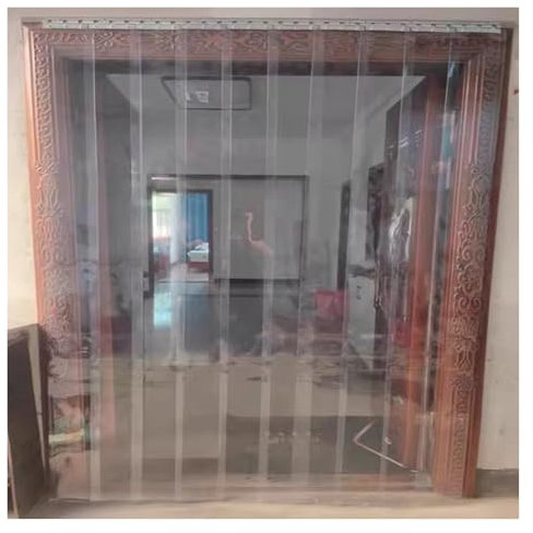 Qulamrdk Glatter PVC-Türvorhang，Transparent Streifenvorhang Winddicht Wasserdicht PVC-Streifen Stallvorhang für Gewerbliche Gefrierschränke, Lager, Garagentore(120x240cm/47.24x94.49in)