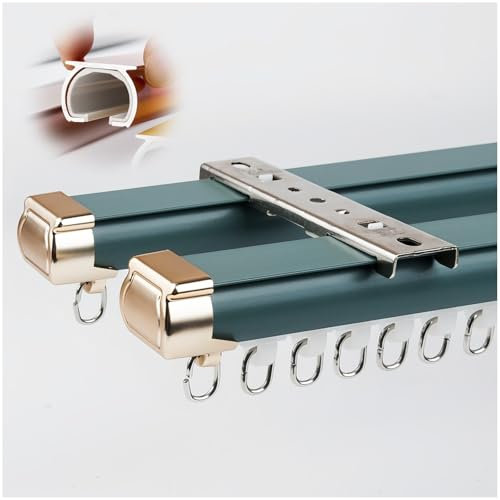 Doppio binario per tende per finestre ad arco da 1,9 m, montaggio a soffitto con rulli silenziosi, divisorio per camper, resistente, giallo, 2 m, facile installazione.