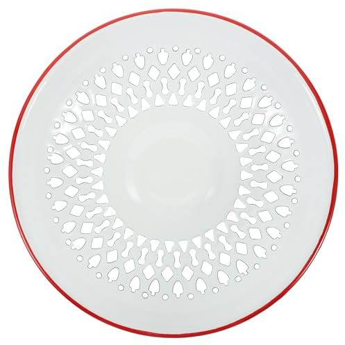 ELAYARD Red Enamel Hollow Drain Basket Kitchen Sink Colander Fruit Washing Basin Sturdy Drainage Tray for Household Vegetable and Snack Storage