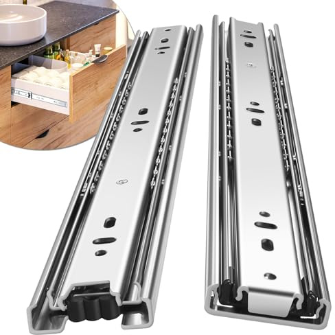 Schubladenschienen Vollauszug Schwerlast 45kg Kugellager Teleskopschienen | 1 Paar 2 Stück 250-600mm einfache Montage Küchenschränke Holzschubladen Werkstätten Möbel Schubladenführungen Drawer Slides