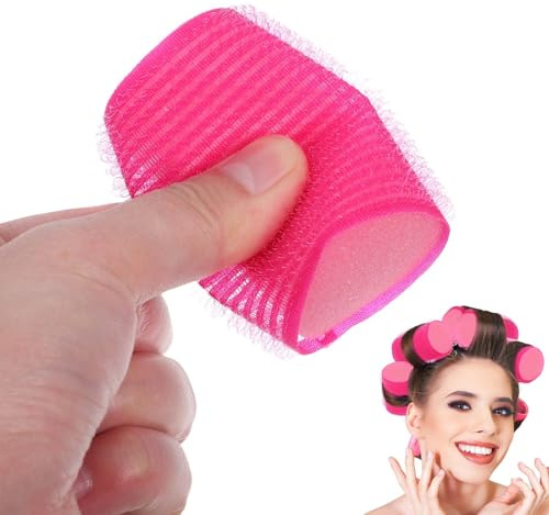 Générique Lot de 8 Bigoudis Auto-Adhésifs en Éponge Rose Fuchsia Rouleaux Légers et Solide pour Boucler Cheveux Secs ou Mouillés Outil Coiffure Femme Facile à Utiliser pour Coiffures