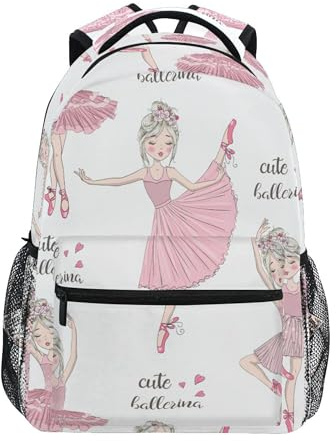 School Bags Cute Ballerinas Rucksack Unisex Backpacks Classic Basic Backpack for Office Work Kid