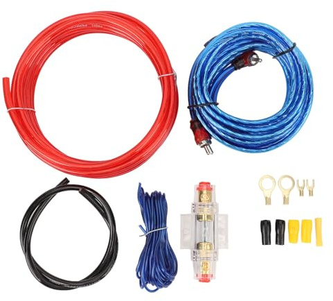 Câble d'alimentation 10 Gauge 4,5m, Kit d'Installation Amplificateur avec Fusible 60A, Câblage Subwoofer et Radio Voiture - Haute Conductivité Cuivre, Compatibilité Large