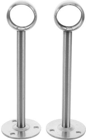 GARVALON Lot de 2 Supports Robustes en Acier Inoxydable Épais pour Tringle à Rideaux Diamètre 25mm, Tête Ronde, Longueur 15cm, Fixation Murale Polyvalente pour Rideaux et Penderie, Usage