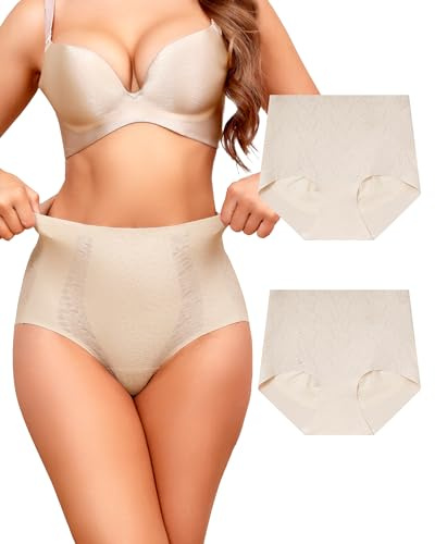 Aijolen Culotte Gainante Femme Ventre Plat Gaine Amincissante Taille Haute | Slip Gainant, Culottes Sculptantes sans Couture Invisible, Postpartum, Shapewear, Gaine Ventre Plat Sous Robe, Lot de 2 S-XXL