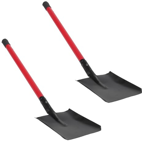 GLSTOY Pelle de Jardin pour Creuser et Bêche à Creuser la Terre en Métal Noir, Pelle à Cendres pour Cheminée Manche Long, 2pcs pour Nettoyage Précis et Polyvalent