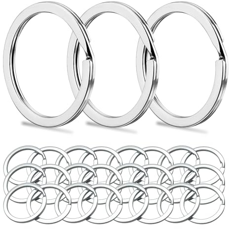 80PCS Porte-Clés 304 25mm, Anneau Acier Inoxydable, Anneaux Porte Clef Métal Plat Résistant Antirouille Pour Clés Voiture, Bricolage Diy, Organisation, Accessoires Argenté