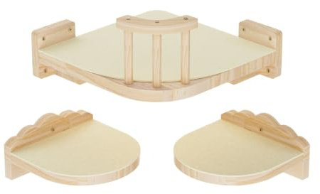 PURELLEL Kletterwand Katzen 32cm Katzentreppe Wand, Hängematte Katze, | Katzenmöbel, Katzenwand, Katzen Kletterwand Set (3 teilig)