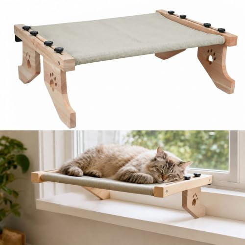 Lettino riscaldante da appendere per gatti, in legno, per radiatori e davanzali, dimensioni 55 x 38 cm, rimovibile e lavabile, da appendere e appoggiare sul pavimento