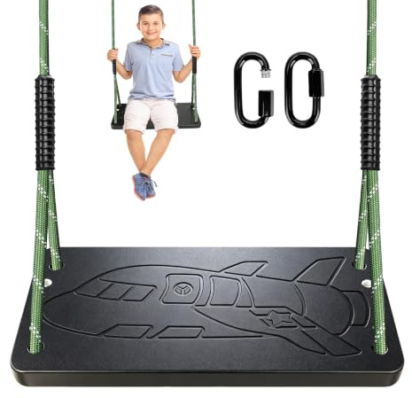 ZoeZure Swing Seat, Plastic Kids Swing Indoor,Outdoor with Adjustable Rope | Resistant Tree Swing with 2 Carabiner for Outdoor Playground Accessory, Kids, Adults