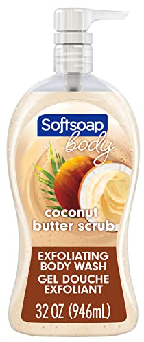 Softsoap Body Wash Pump, Coconut Butter Scrub, Exfoliating Body Wash, 32 Ounce (Pack of 1), WHITE (Package May Vary)
