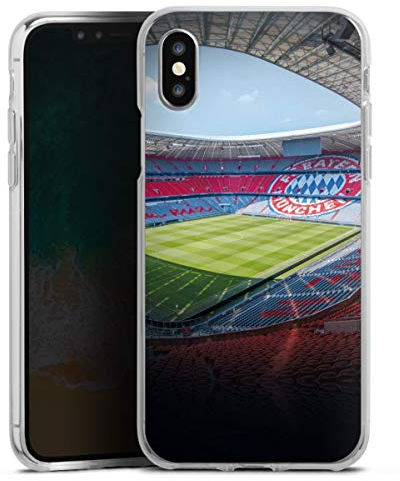 Silikon Hülle kompatibel mit Apple iPhone X Case transparent Handyhülle FC Bayern München FCB Stadion