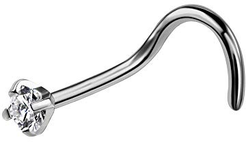 OUFER 20G 0.8mm Titanium Nose Ring Nose Ring Nose Ring S Shape CZ Piercing Plug Thin Nose Stud Nose Stud Spirale Bijoux Nose Ring Screw