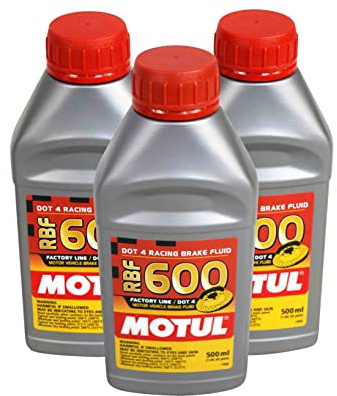 Motul (3 Pack) 100949 RBF 600 DOT 4 100% Synthetic Factory Line Racing Brake Fluid with Premium Motul Sticker (3)