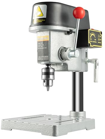 Mini Drill Press, 110V 340W 3-Speed Pillar Drill Press & Table Stand 1-10mm Clamp TOOL Benchtop Press Chuck Metal Wood Plastic Open Hole Milling Machine for Metal Wooden Jewelry DIY and Crafts